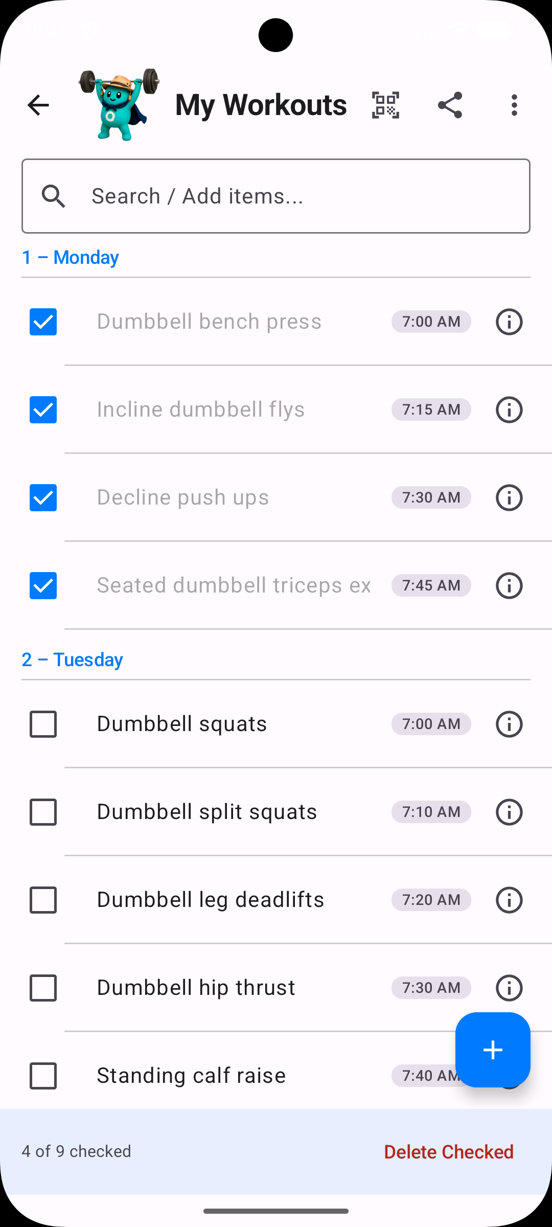 Offsider Android list